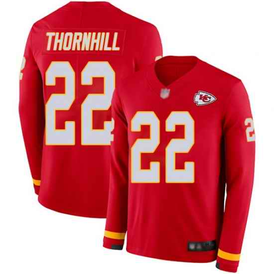 Chiefs 22 Juan Thornhill Red Team Color Men Stitched Football Limited Therma Long Sleeve Jersey